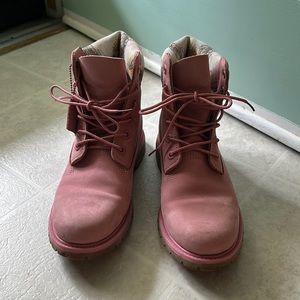 Pink Timberland boots